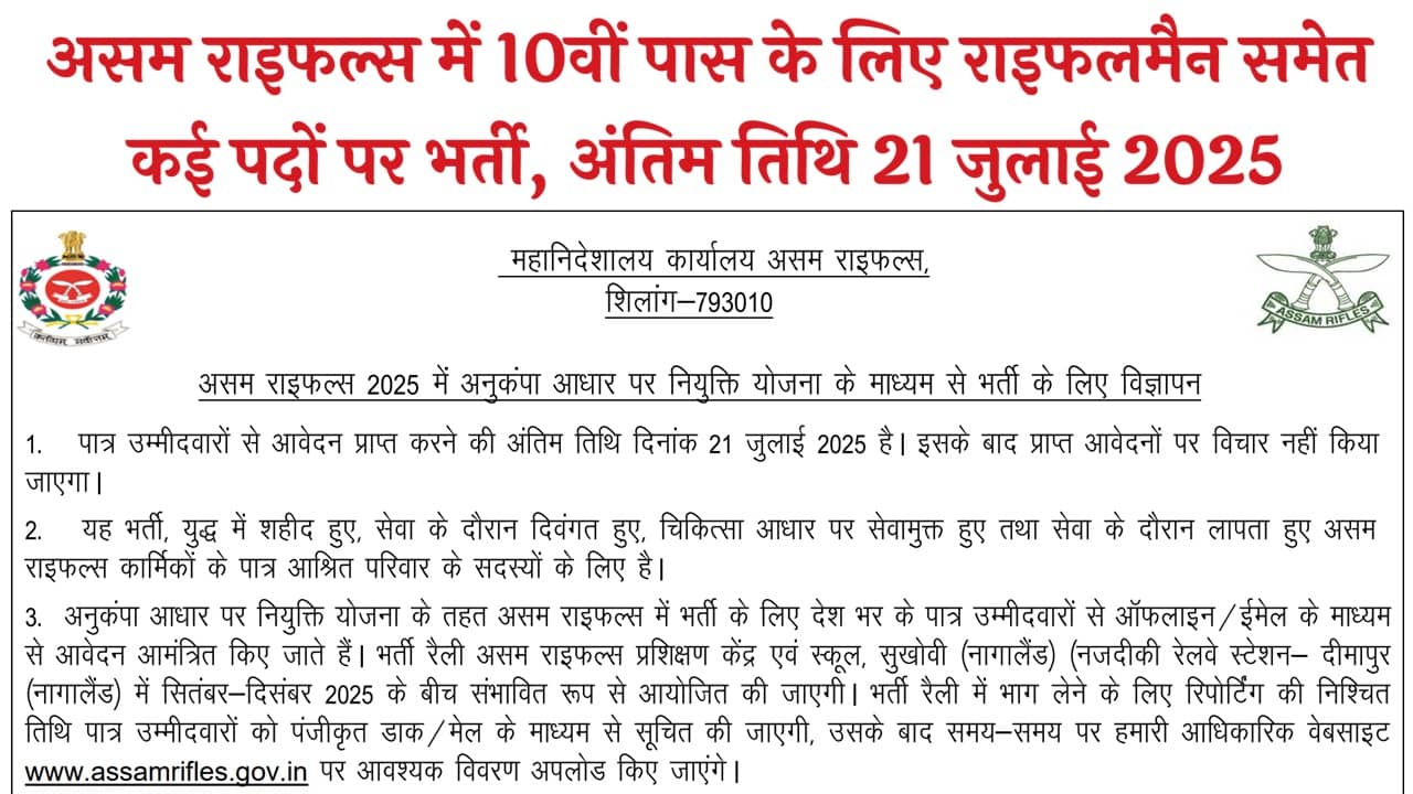 Assam Rifles Vacancy 2025