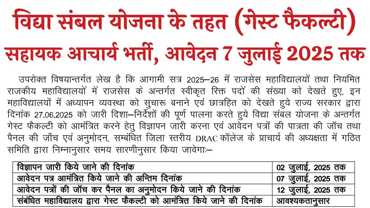 Rajasthan Vidya Sambal Yojana 2025